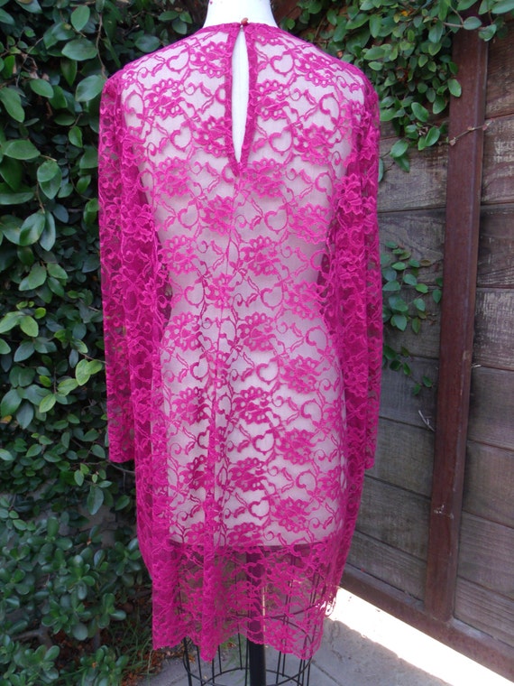 Vintage Lace Dress. Burgundy Lace Dress 80's Shee… - image 4