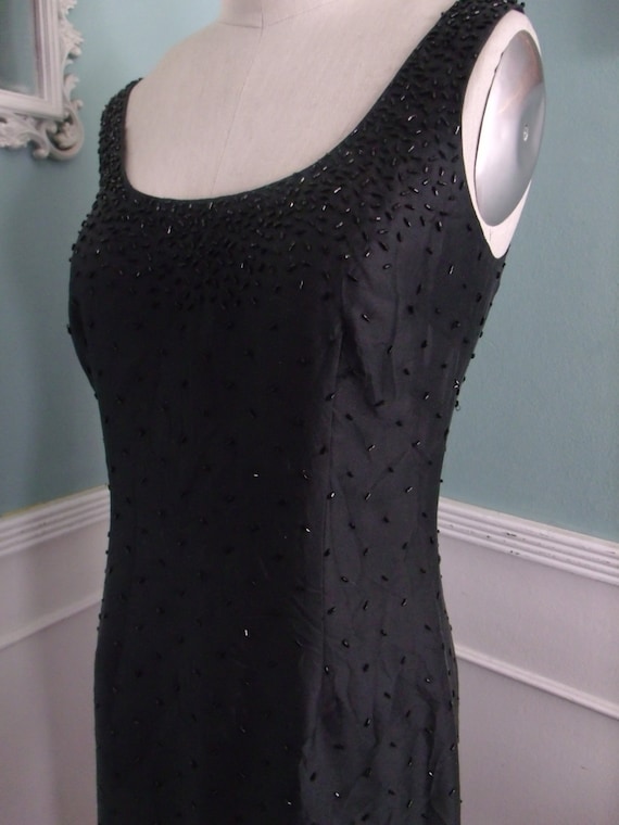Vintage Black Dress. Jeweled Detailed Party Dress.