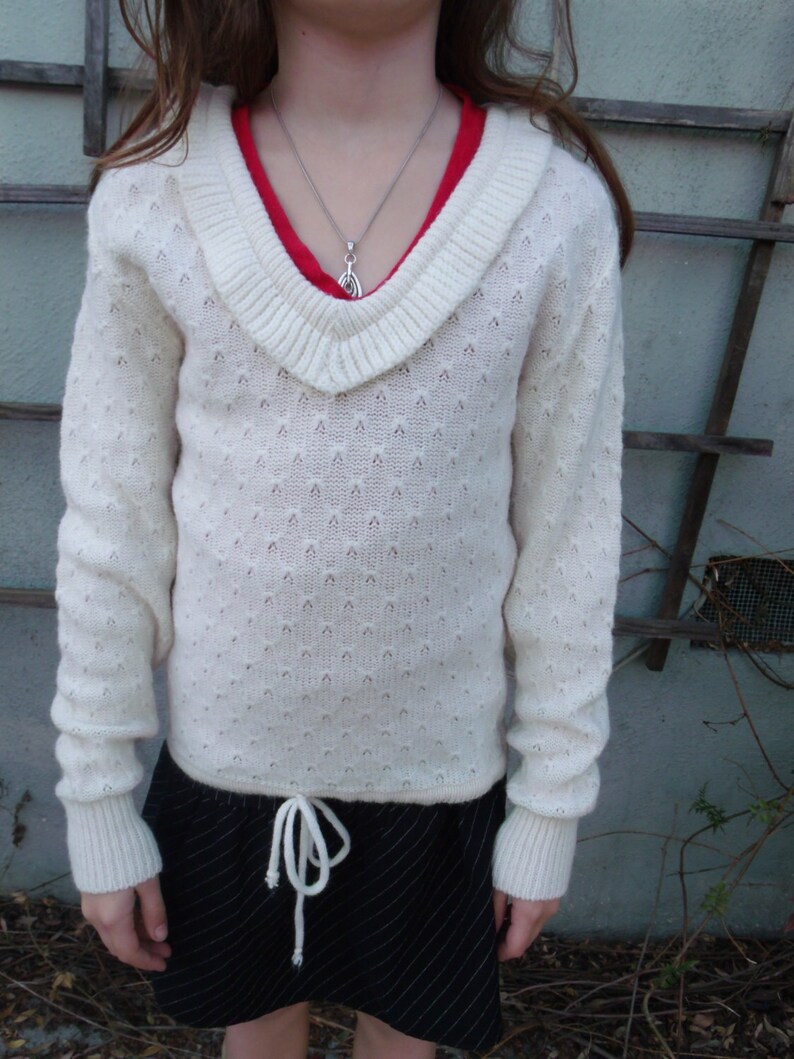 Vintage Cream Knit Sweater, Children#39;s Boho vintage, Girls s Vintage Cream Knit Sweater, Children#39;s Boho vintage, Girls s