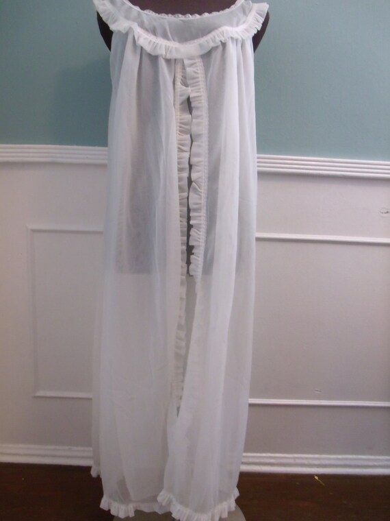 Vintage 60's White Ruffle Sheer Chiffon Nightie B… - image 3