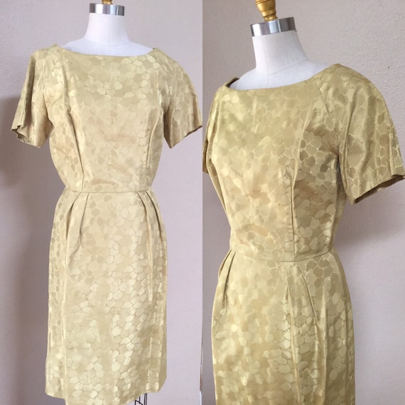 Vintage Gold Cocktail dress. 50's pin up dress. W… - image 1