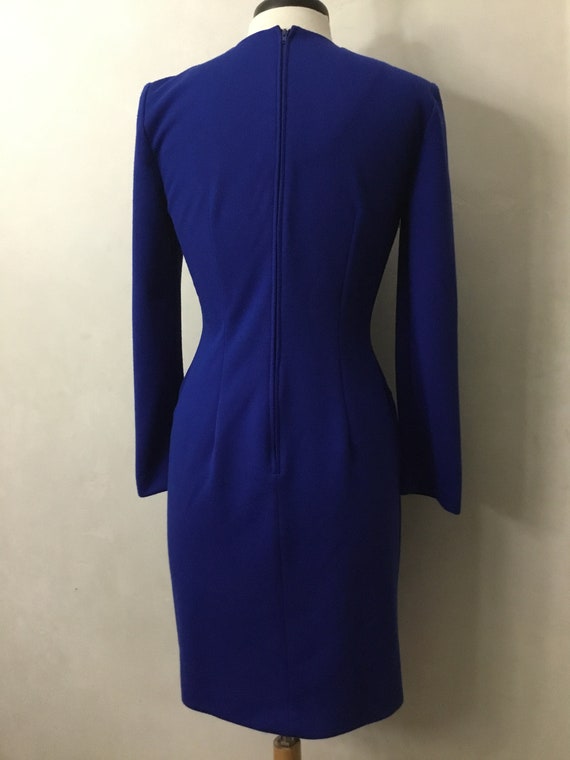 Vintage 80’s Royal Blue GOLD Detailed Dress. Lesl… - image 6