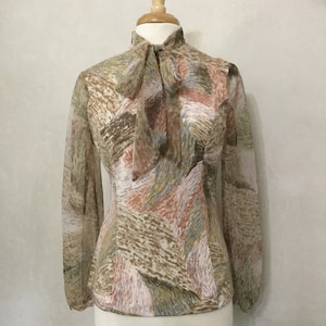 Vintage 70’s Blouse. Secretary Shirt. Sheer