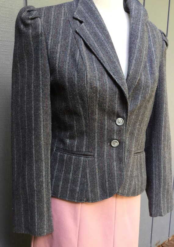Vintage grey wool Blazer. 80's Secretary Blazer. … - image 5