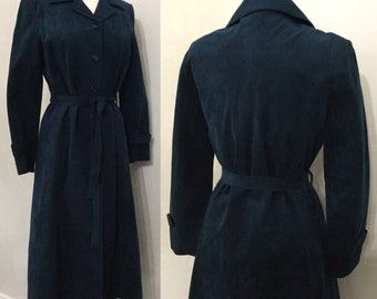 Vintage 60s Designer Blue Suede Dress Coat