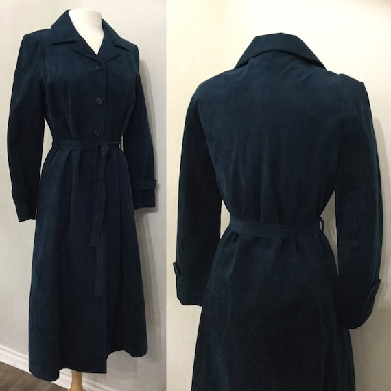 Vintage 60s Designer Blue Suede Dress Coat