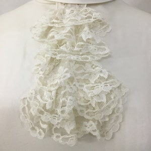 Cream 50s Blouse Lace Dickie NeckTie Petite image 3