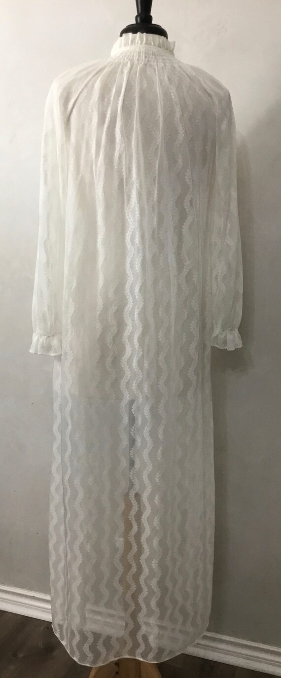 Vintage 60’s  White Sheer Robe.  Pin Up Lingerie S - image 2