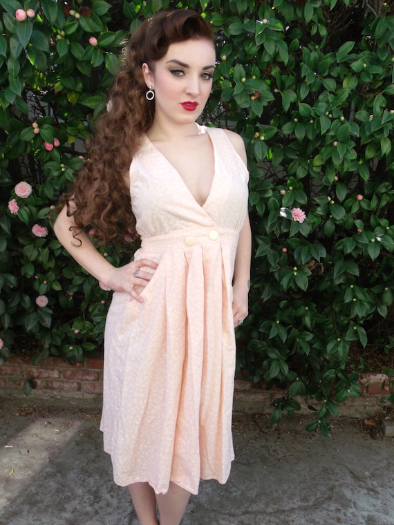 Vintage 80's Cotton Day Drss. Peach Summer Floral Dress. Roses - Etsy Vintage 80's Cotton Day Drss. Peach Summer Floral Dress. Roses - Etsy