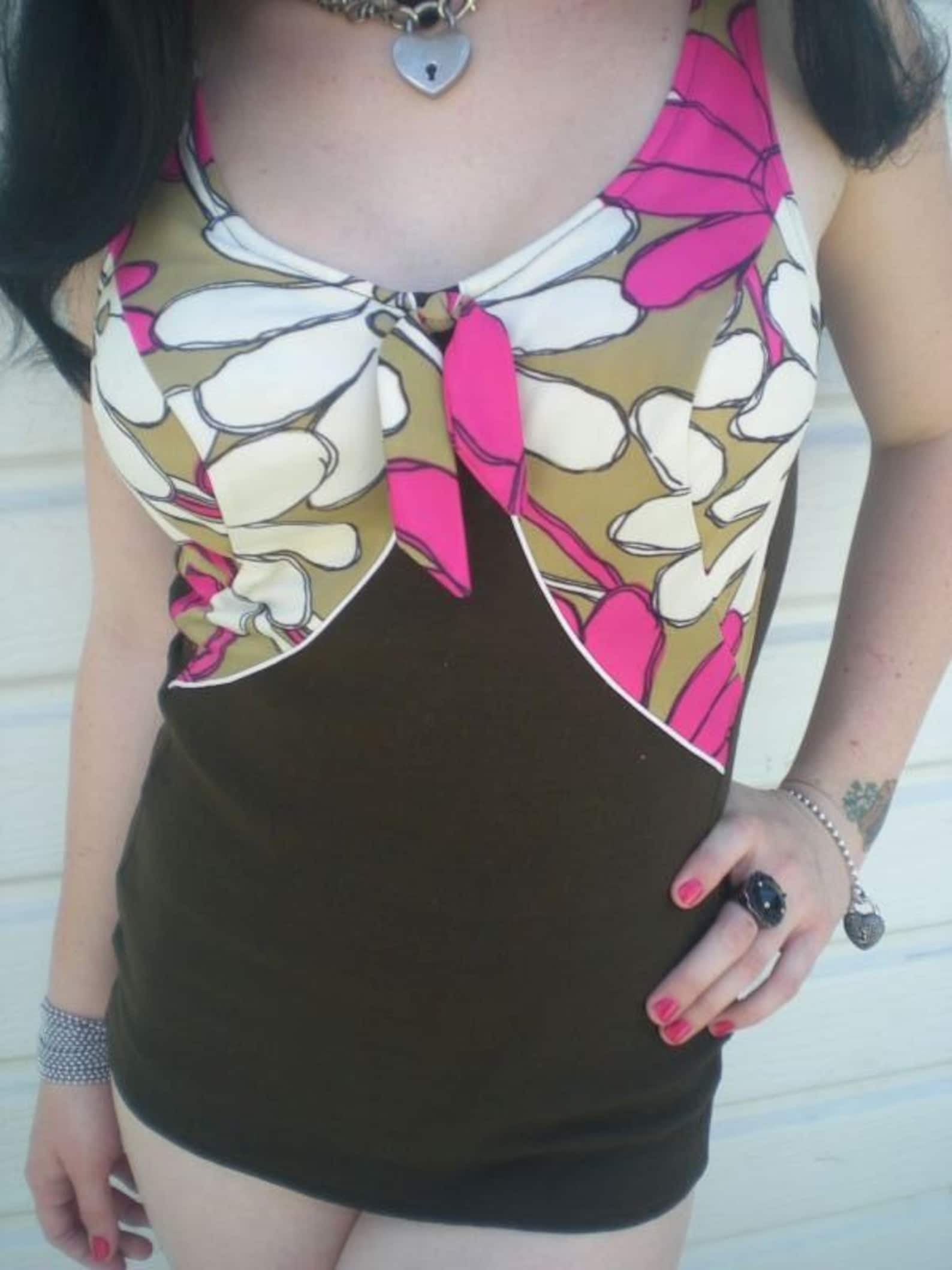 Vintage 60's Bathing Suit. Pink Floral Pin up Swim Suit. Etsy