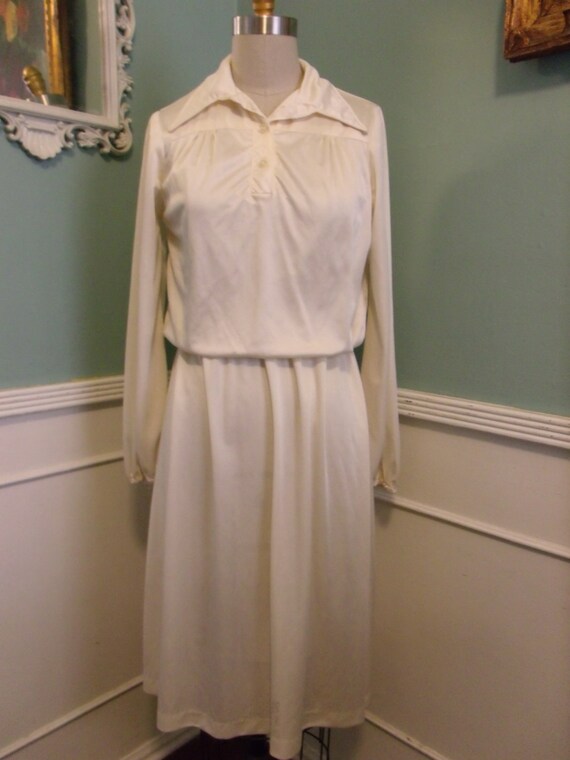 Vintage Cream Day Dress. 70's Secretary Dress. - Etsy