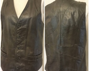 Gray Leather Vest. Wilsons vintage 80's leather