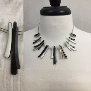 Vintage 80s Silver Black Metal Choker Necklace. image 2