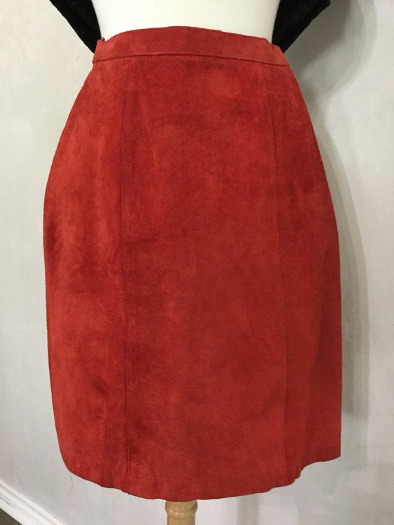 Suede skirt. Vintage Skirt Size 3. Burnt Orange - image 2