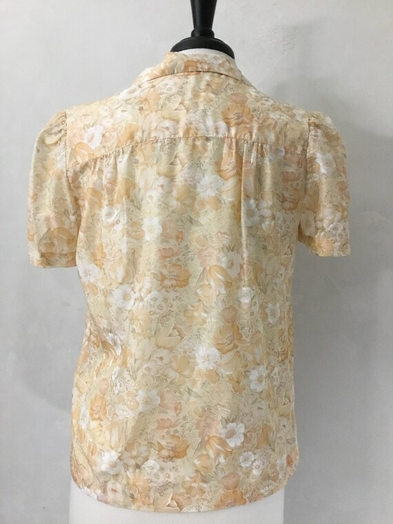 Vintage Harvest Yellow/Beige Floral 60’s blouse - image 5