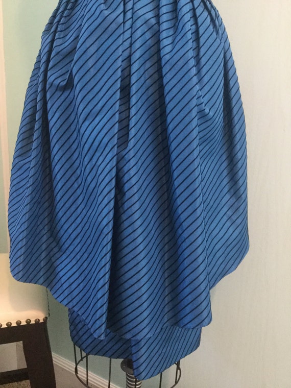 Vintage Blue Black Striped fitted Wiggle Dress Dr… - image 5