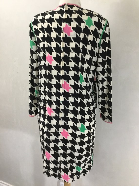 Vintage 80’s Silk Houndstooth Shift Dress - image 3