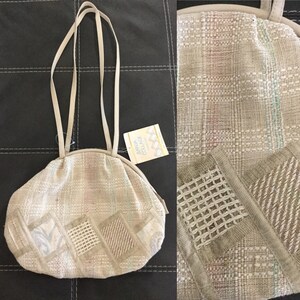 Vintage 80’s cream Linen Purse Handwoven Bag NWT