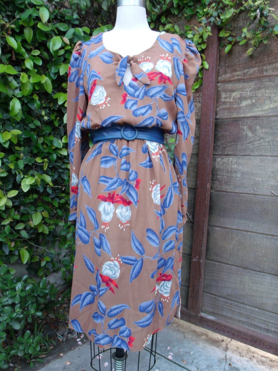 Vintage Day Dress. Secretary Dress. 60's 70's Blu… - image 3