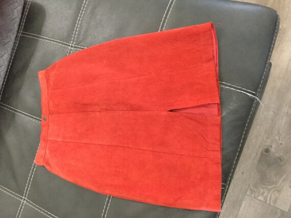 Suede skirt. Vintage Skirt Size 3. Burnt Orange - image 5