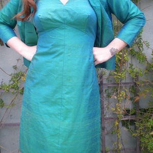 50&#39;s Cocktail Evening Dress & Jacket. Bullet Bra Wiggle Dress