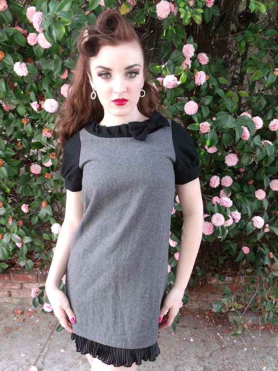 Vintage 60's Mod Scooter Girl Wool Schoolgirl Mini