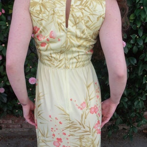 SALE. Vintage 60's Maxi Dress. Empire Waist Dress. Cherry Blossoms and Bamboo image 4