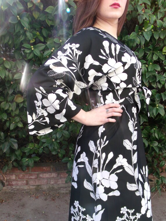 70’s Black Floral Maxi Dress. Designer Maxi Dress… - image 3