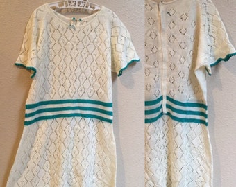 Vintage Children's Dress, Knit Boho Summer Dress. 70's children's vintage