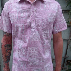 Vintage Mens 70&#39;s Nautical Shirt. Surfer Shirt. Hawaiian Mens Shirt. L