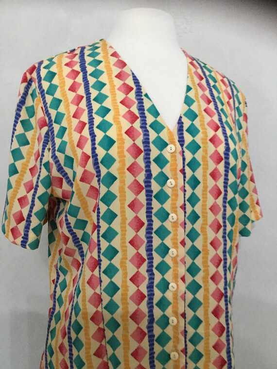 Vintage 80’s Multi Colored Blouse New Wave. - image 3