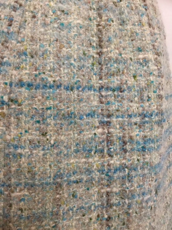 Vintage Light Blue/ Brown Wool Skirt - image 3