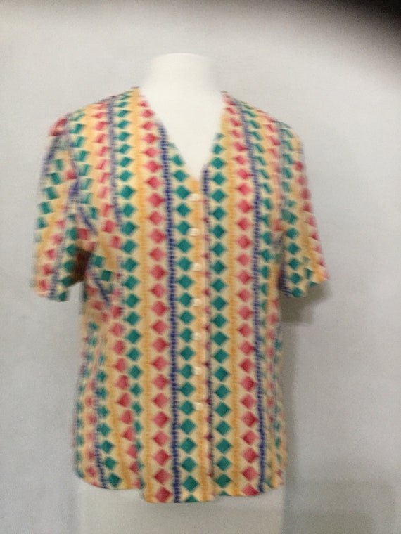 Vintage 80’s Multi Colored Blouse New Wave. - image 2