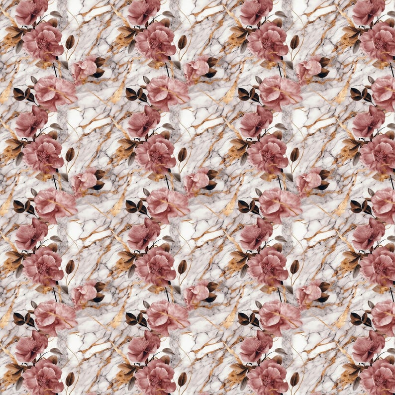 Rose Color Marble Pattern Rose/pink Marble Abstract With Flowers Digital Pattern for Crafting and ...