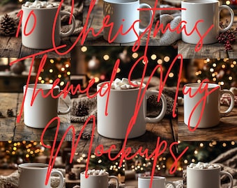 Maquette de tasse de Noël, maquette de tasse à café, maquette de tasse moderne, ensemble de maquettes de tasses en céramique minimales blanches de 11 oz + tableau des tailles