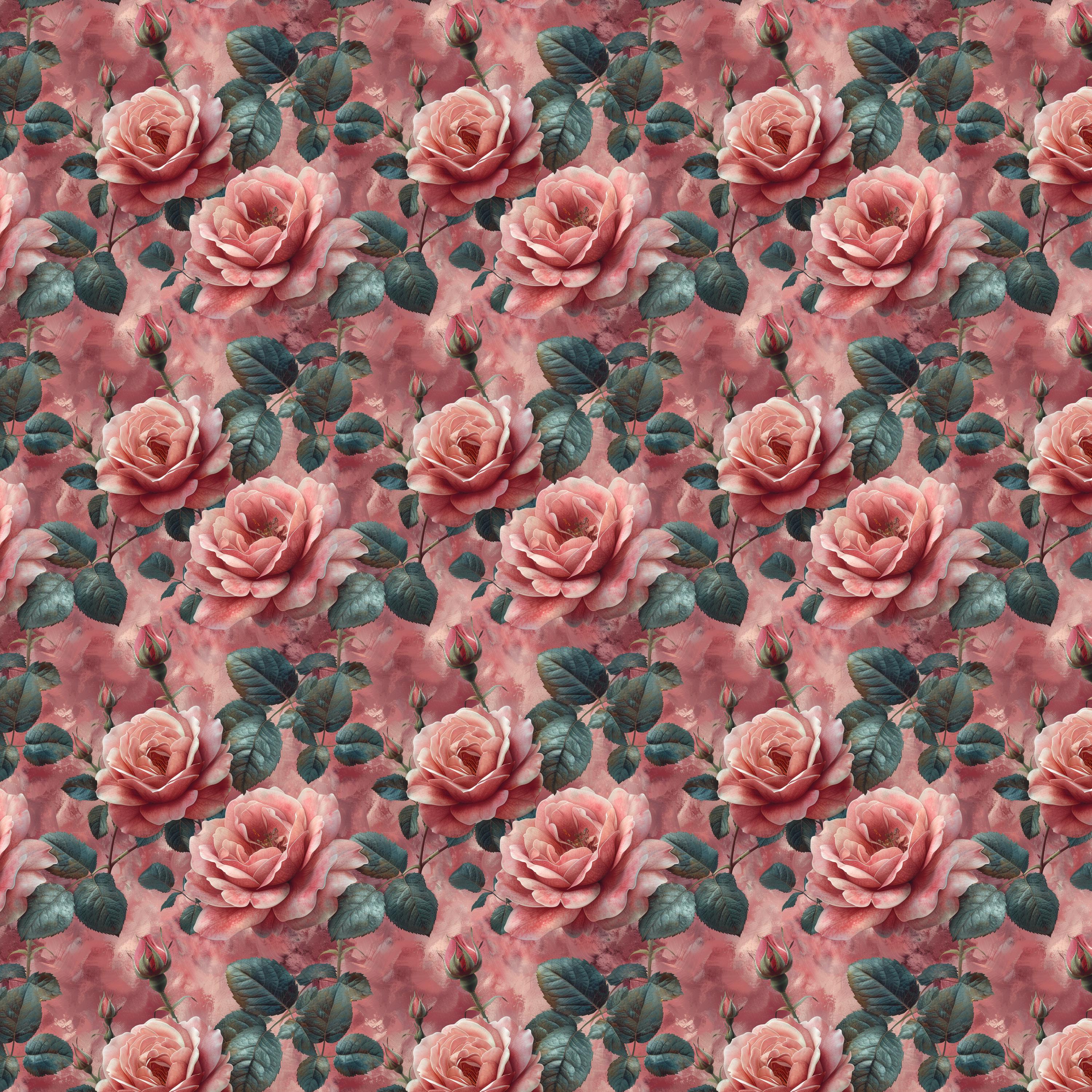 Pink Roses Pattern Paper Pink Roses Watercolour Flowers Digital Pattern Paper for Crafting and ...