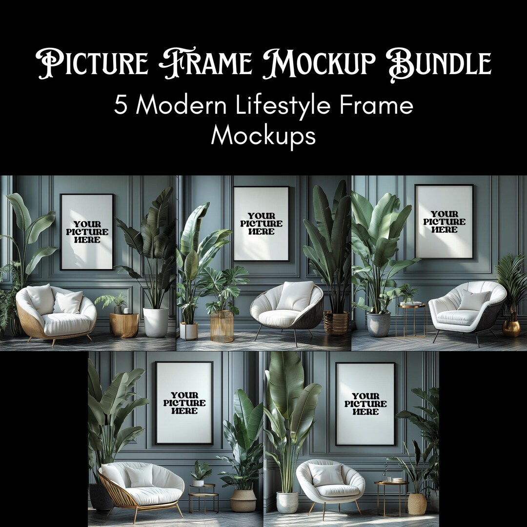 Frame Mockup Bundle Digital Download | Wood Frame Mockup | Modern Frame ...