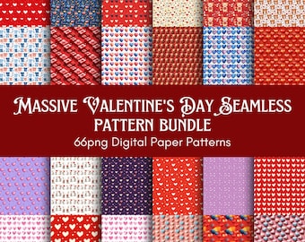 Valentines Day Digital Paper | Pink Red Love Hearts Seamless Pattern Paper | Digital Download | Valentine Digital Paper Pattern | Scrapbook