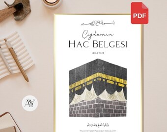 Hajj Umrah Zertifikat -  Hac Umre Hatirasi Belgesi - Personalisierbar - A4 - Digitaler Download - PDF - Deutsch o. Türkisch