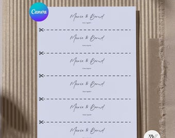 May include: A printable sheet with six lines of text that says "Marie & Bernd" in a handwritten font. The lines are separated by dashed lines and the text is on a light purple background.