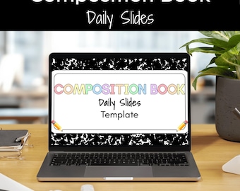 Composition Book Pattern Daily Slides Template | Slides Template for Teachers | Composition Notebook Pattern | Daily Slides Template