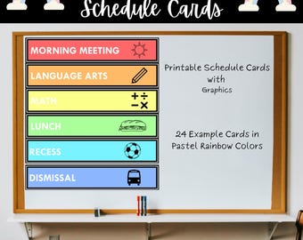 Schede di programmazione arcobaleno pastello / Schede di programmazione della classe modificabili / Stampabili modificabili