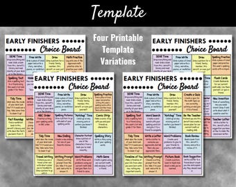 Early Finisher Choice Board | Classroom Free Time Activities | Early Finishers Activities