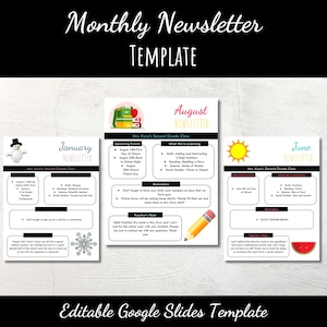 Monthly Newsletter Template | Editable Newsletter Template | Classroom Newsletter for Teachers