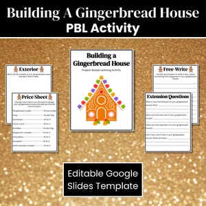 Building a Gingerbread House Activity | Christmas Project-Based Learning Activity for Elementary School | Eight Editable Activity Pages