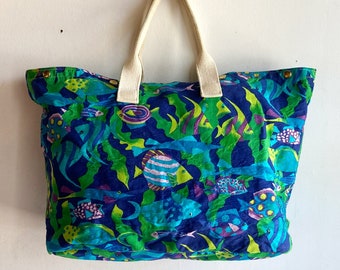 Vintage l.l. Bean beach tote bag fish tropical retro ocean