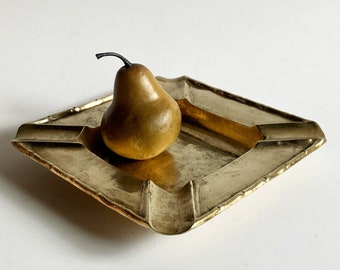 Vintage brass square ashtray catchall dish home decor mcm retro