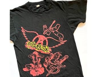 Vintage 1988 Aerosmith permanent vacation tour t shirt tee band 80s retro rock and roll rocker black album