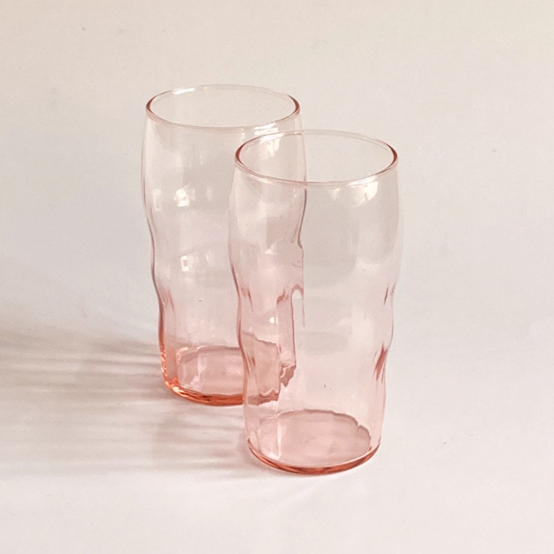 Vintage Pink Depression Glass Tumblers Glasses Cups Tumbler Etsy