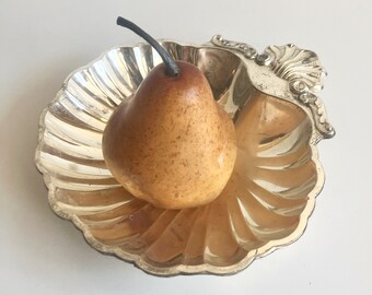 Vintage silver tone shell home decor bowl soap dish candy candle holder ring dish